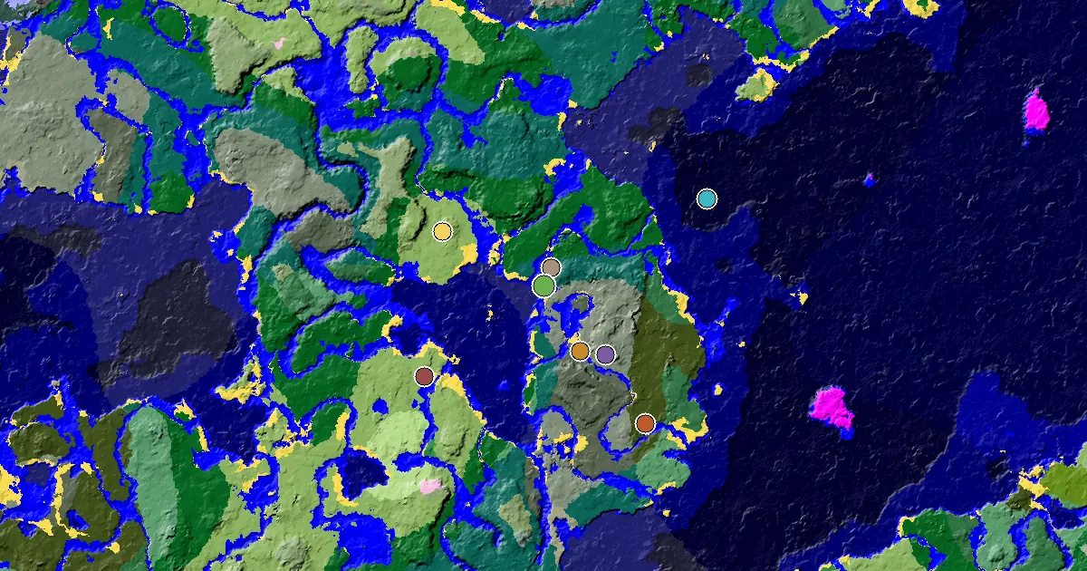 Taiga Seed With a Mansion Within Reach — biome and structure map