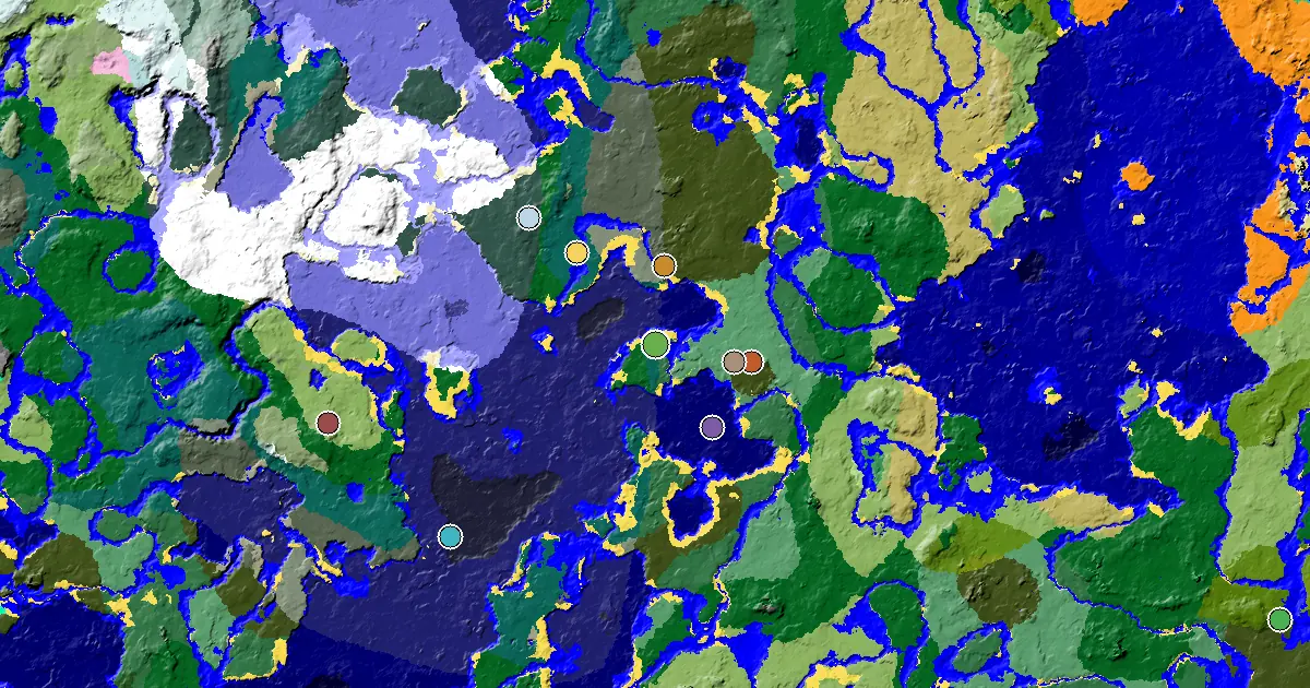 Minecraft Taiga Seed: a Woodland Mansion Nearby — biome and structure map