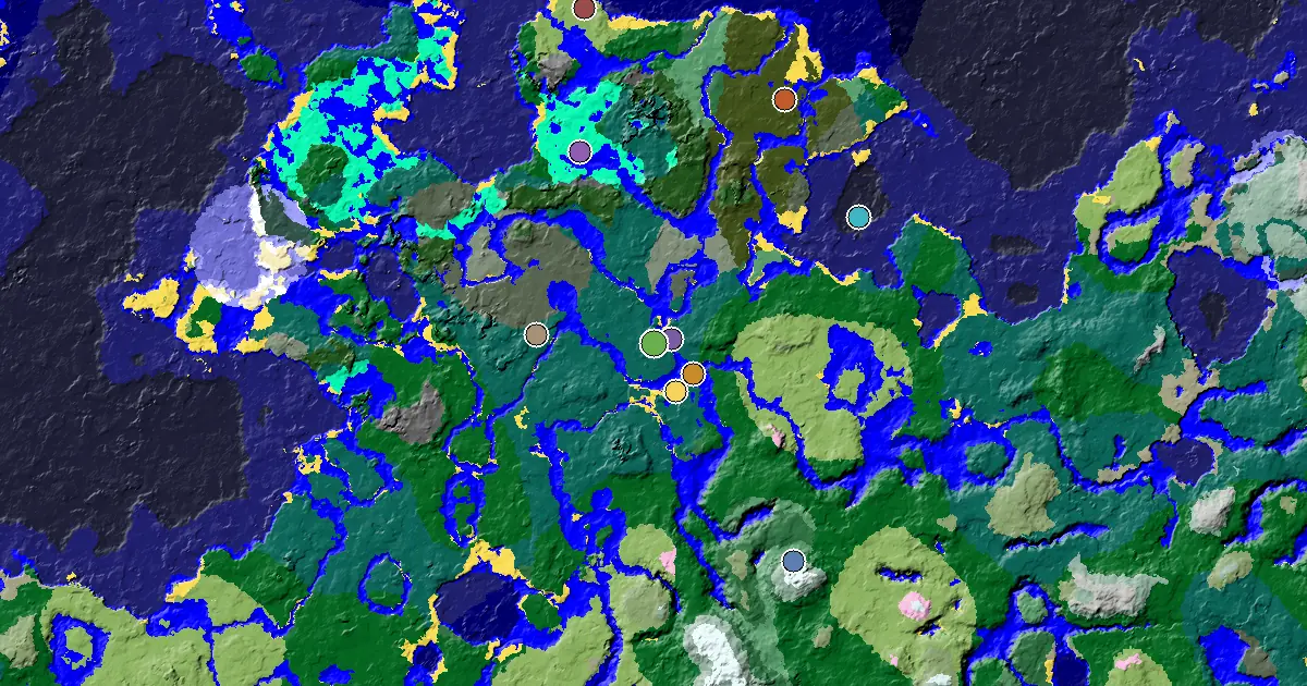 Taiga Spawn — a Village Beside Spawn — biome and structure map