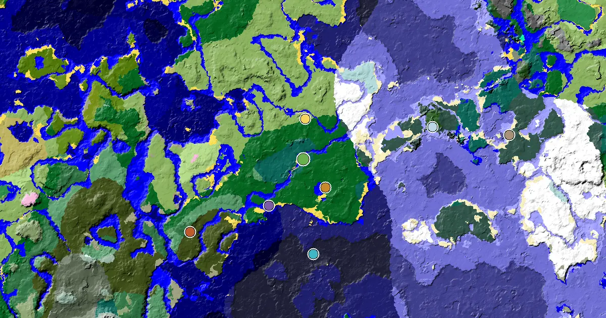 Taiga Spawn — a Mansion Within Reach — biome and structure map