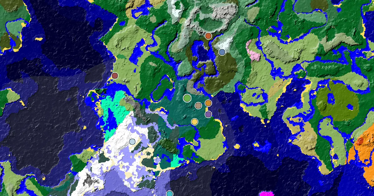 Minecraft Taiga Seed: a Mansion Within Reach — biome and structure map