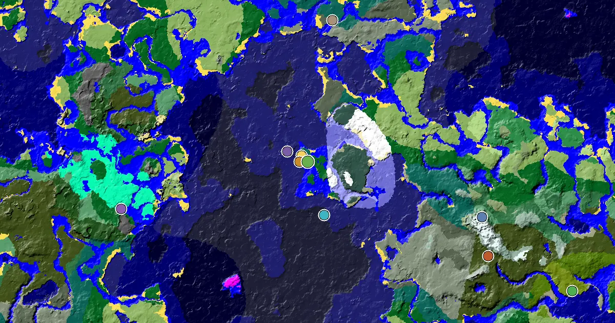 a Village at Spawn Near a Taiga Spawn — biome and structure map