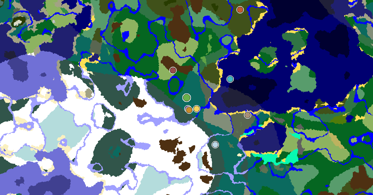 Taiga Seed With a Village Beside Spawn — biome and structure map
