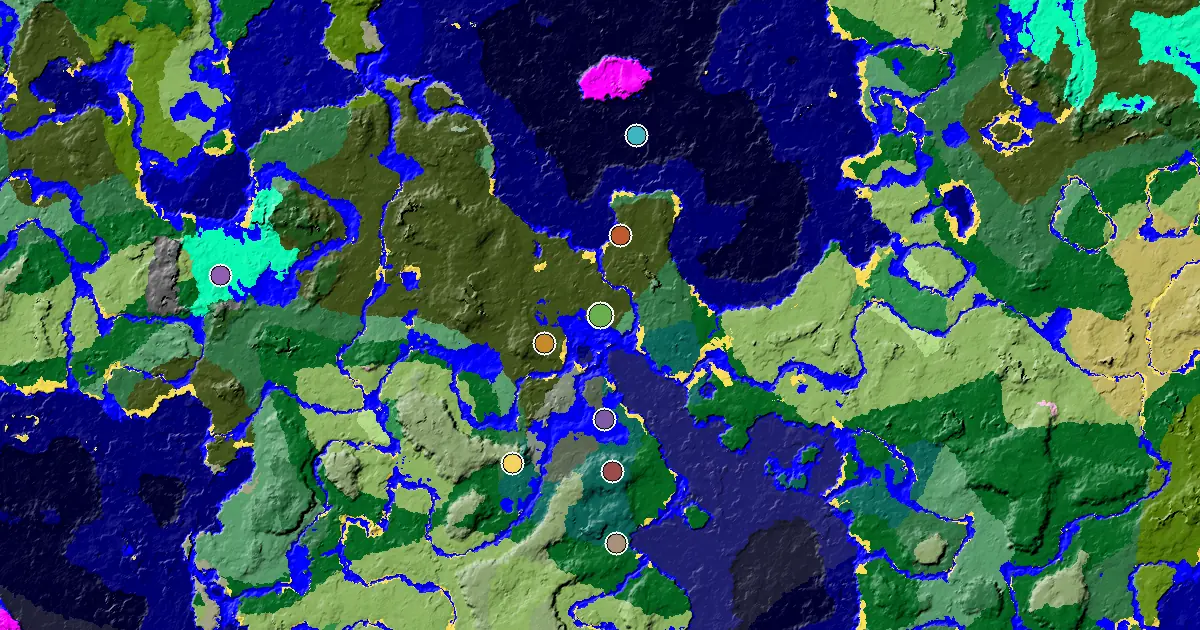 Dark Forest Seed With a Woodland Mansion Nearby — biome and structure map