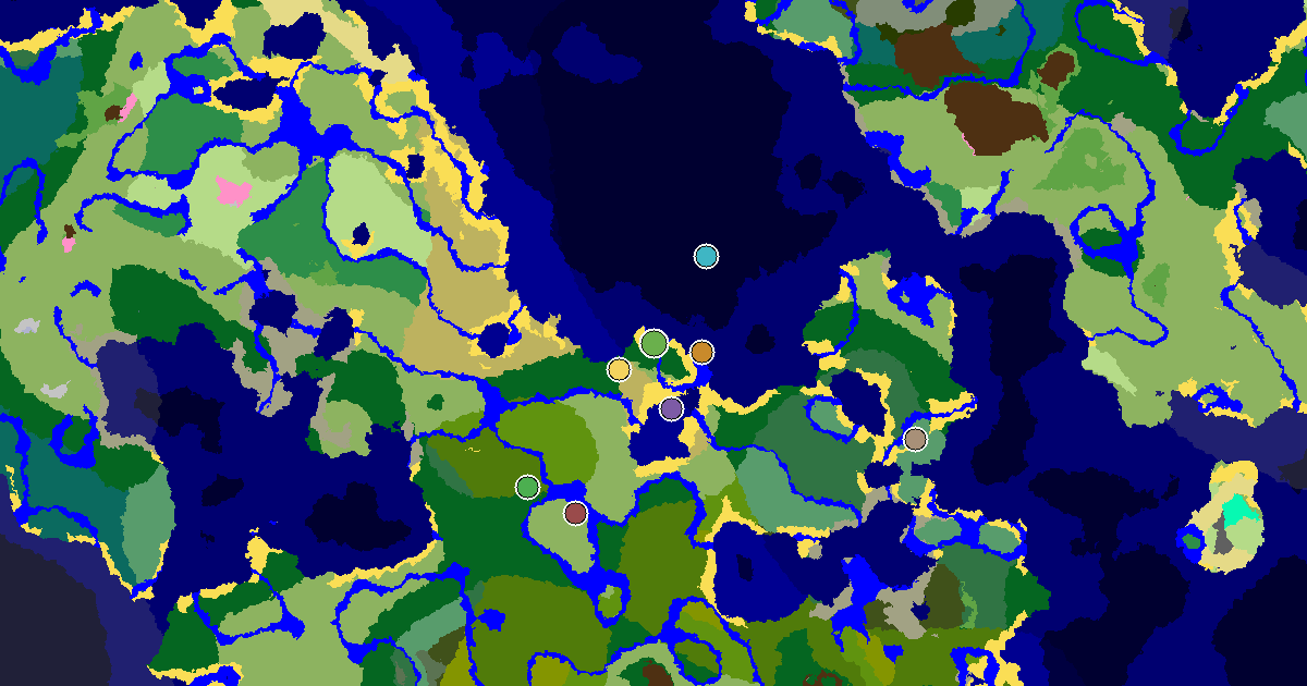 a Village Beside Spawn Near a Forest Spawn — biome and structure map around spawn