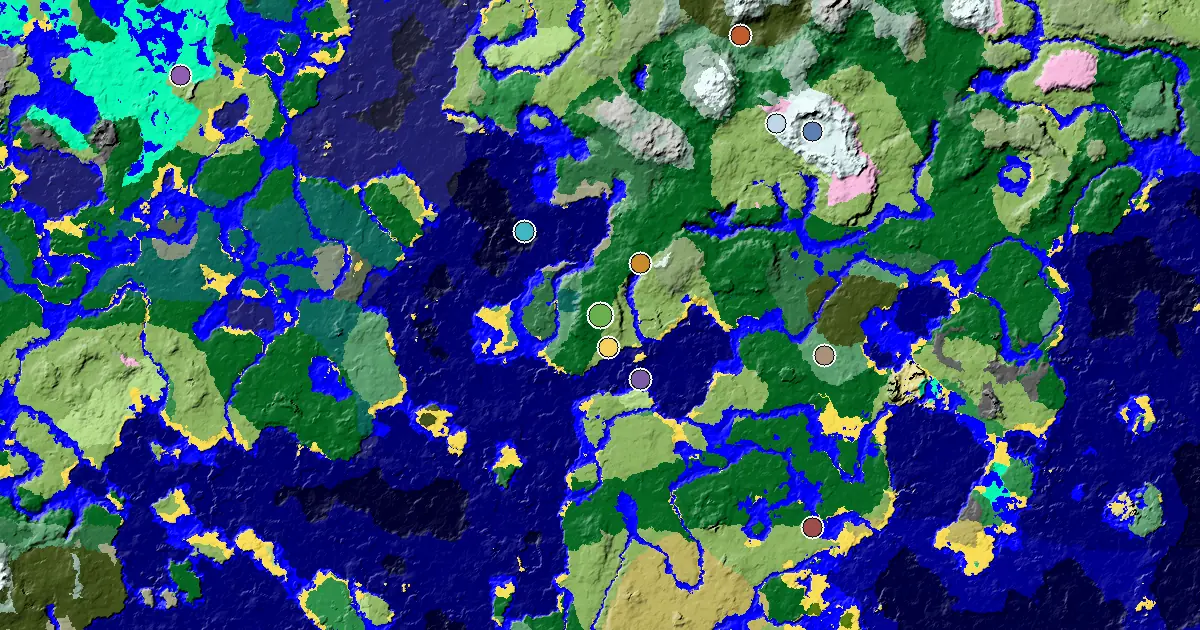 Forest Spawn — a Village Beside Spawn — biome and structure map