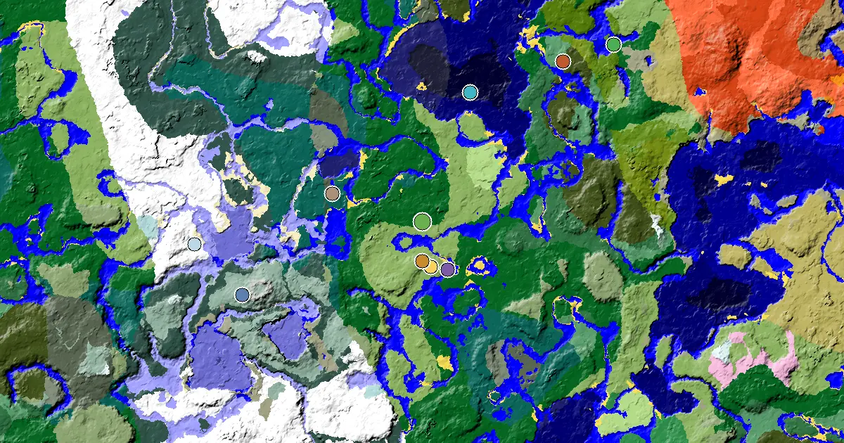 Forest Seed With a Village Close to Spawn — biome and structure map