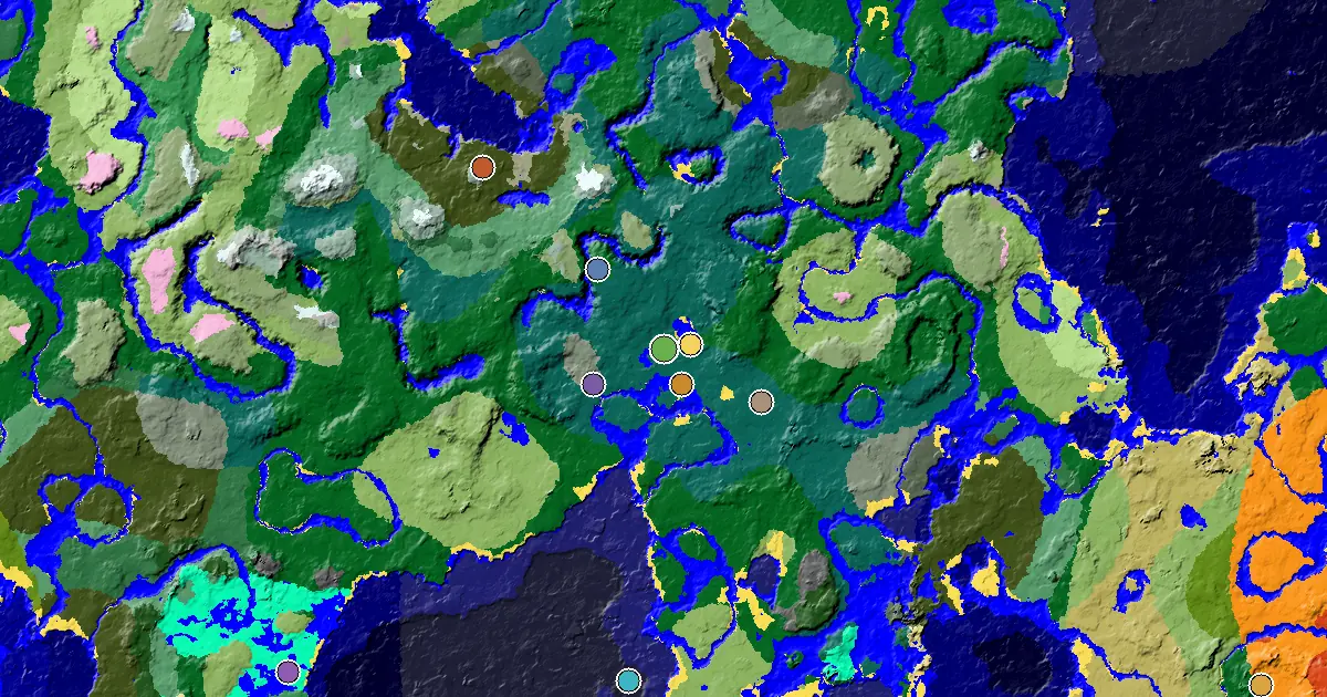 Taiga Seed With an Ancient City Under Spawn — biome and structure map
