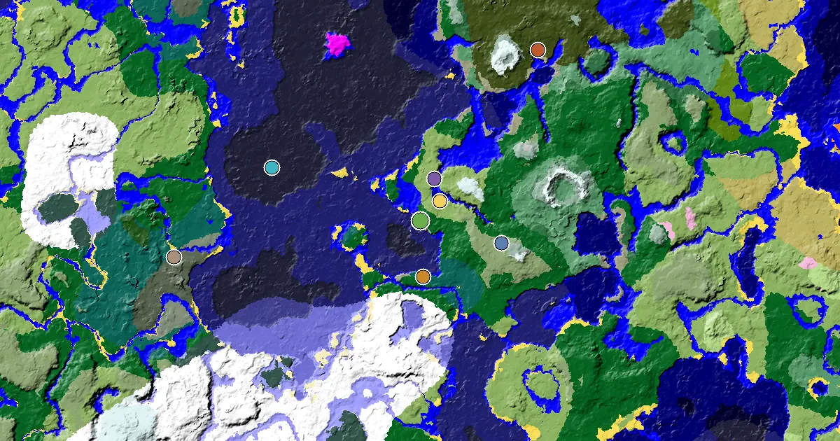 Forest Spawn — a Village Beside Spawn — biome and structure map