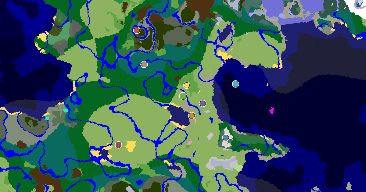 Plains Spawn — a Village Beside Spawn — biome and structure map