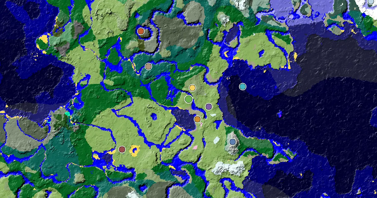 Plains Spawn — a Village Beside Spawn — biome and structure map