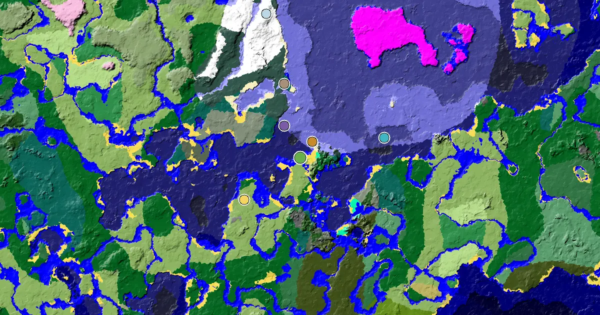 Great Structures Nearby Near a Plains Spawn — biome and structure map