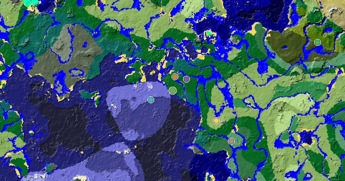 Great Structures Nearby Near a Forest Spawn — biome and structure map