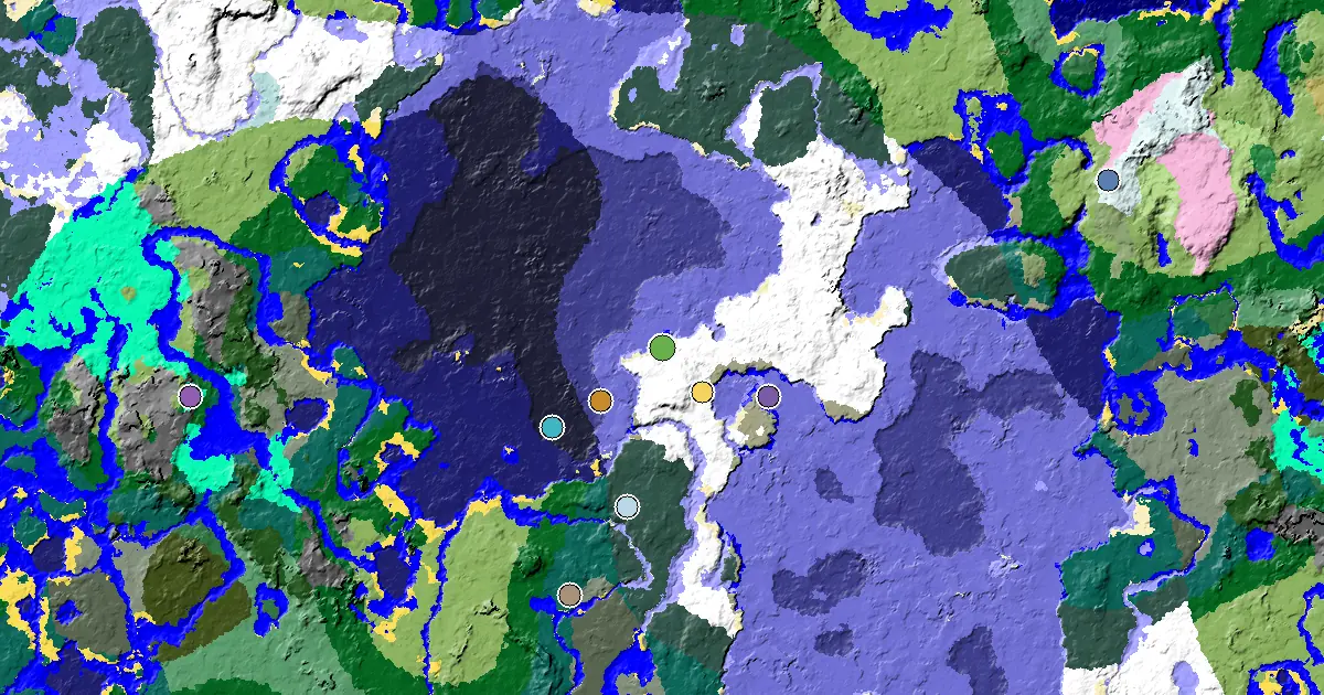 a Village Close to Spawn Near a Snowy Plains Spawn — biome and structure map