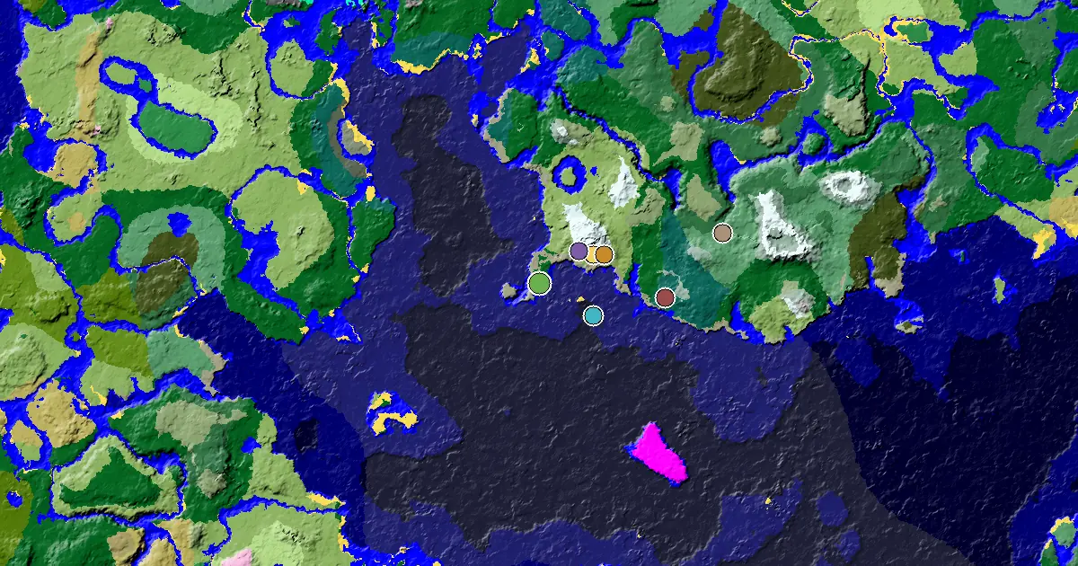 Forest Seed With a Village Close to Spawn — biome and structure map