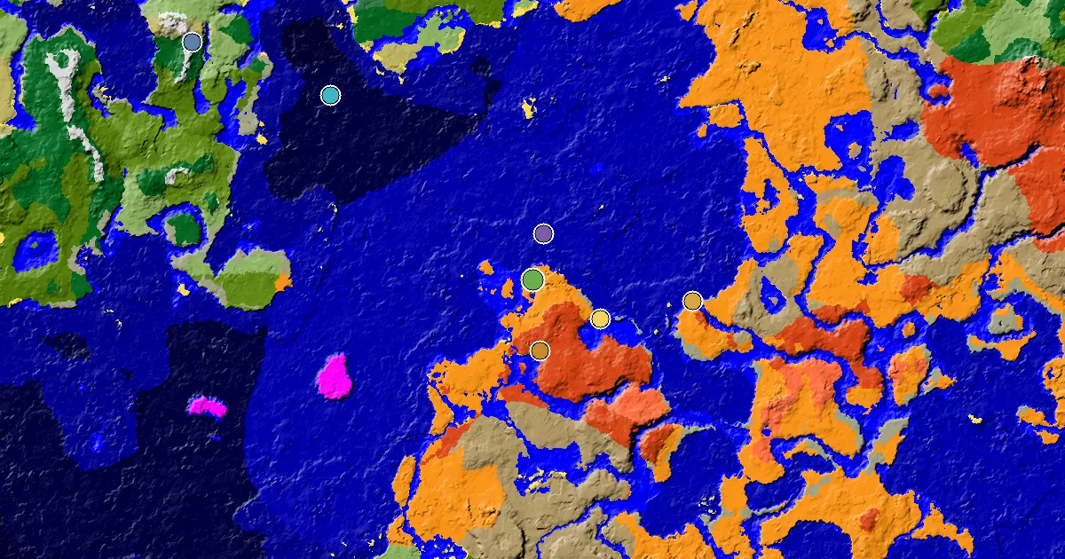 Desert Spawn — a Village Close to Spawn — biome and structure map