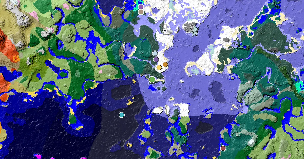 Snowy Taiga Spawn — a Village Close to Spawn — biome and structure map