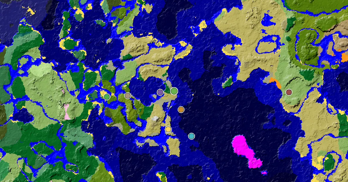 Stony Shore Spawn — Great Structures Nearby — biome and structure map
